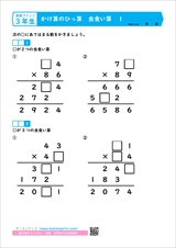 算数プリント３年生 虫食い算 かけ算のひっ算