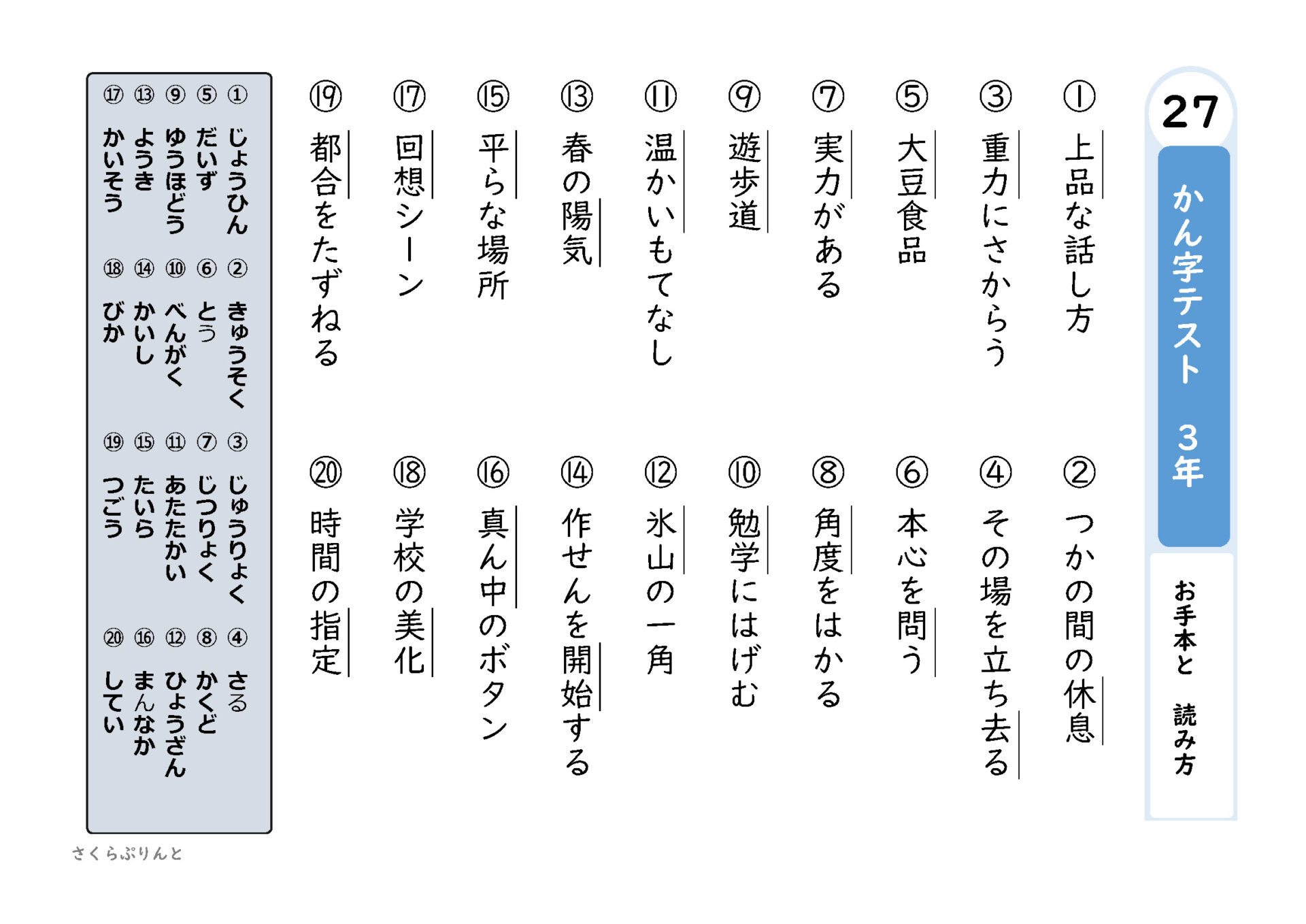 ３年生で習う漢字 漢字テスト２７ ２８ １ ２６まとめ 東京書籍版