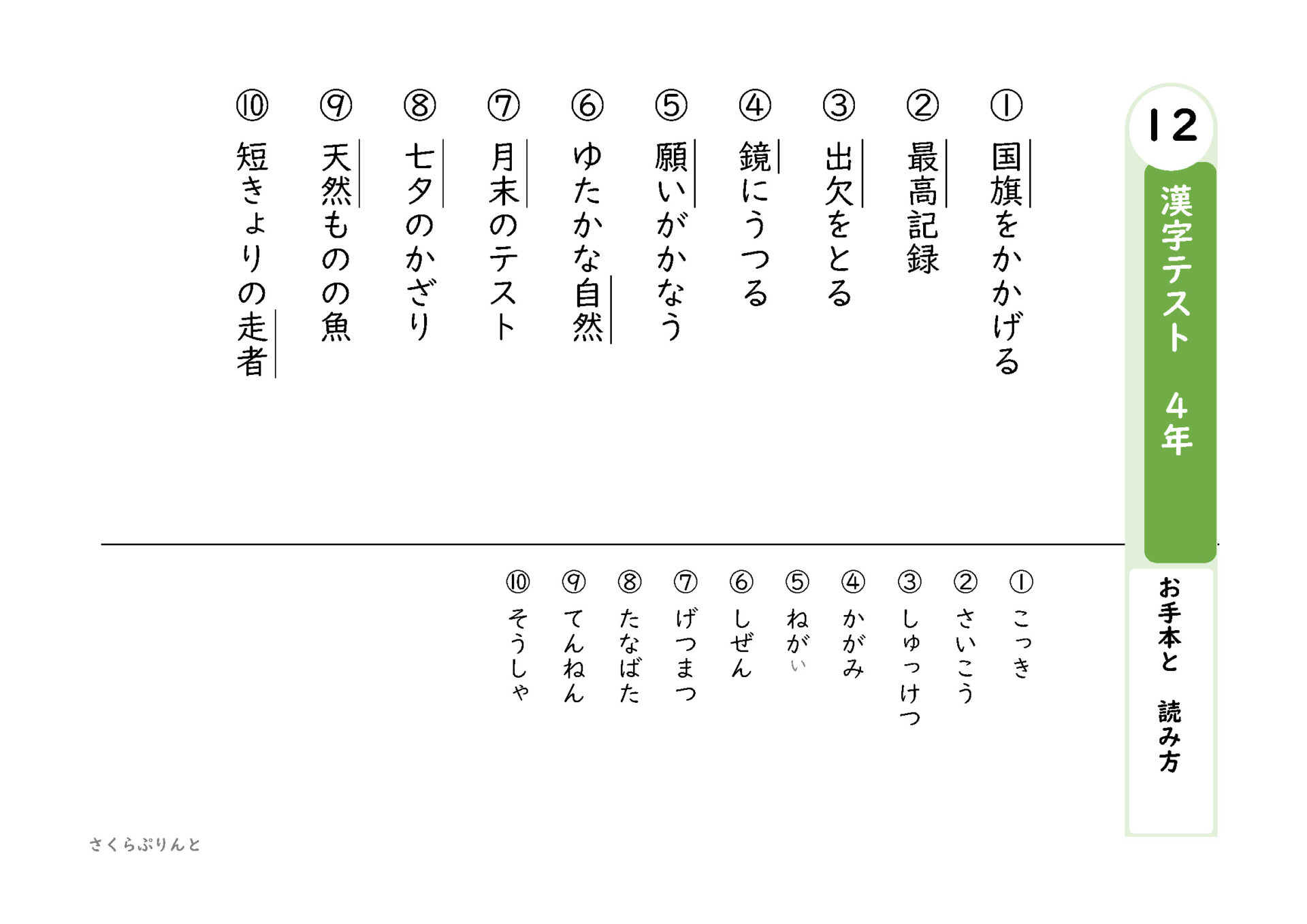 ４年生で習う漢字 漢字テスト１２ なぞりがきドリル 東京書籍版