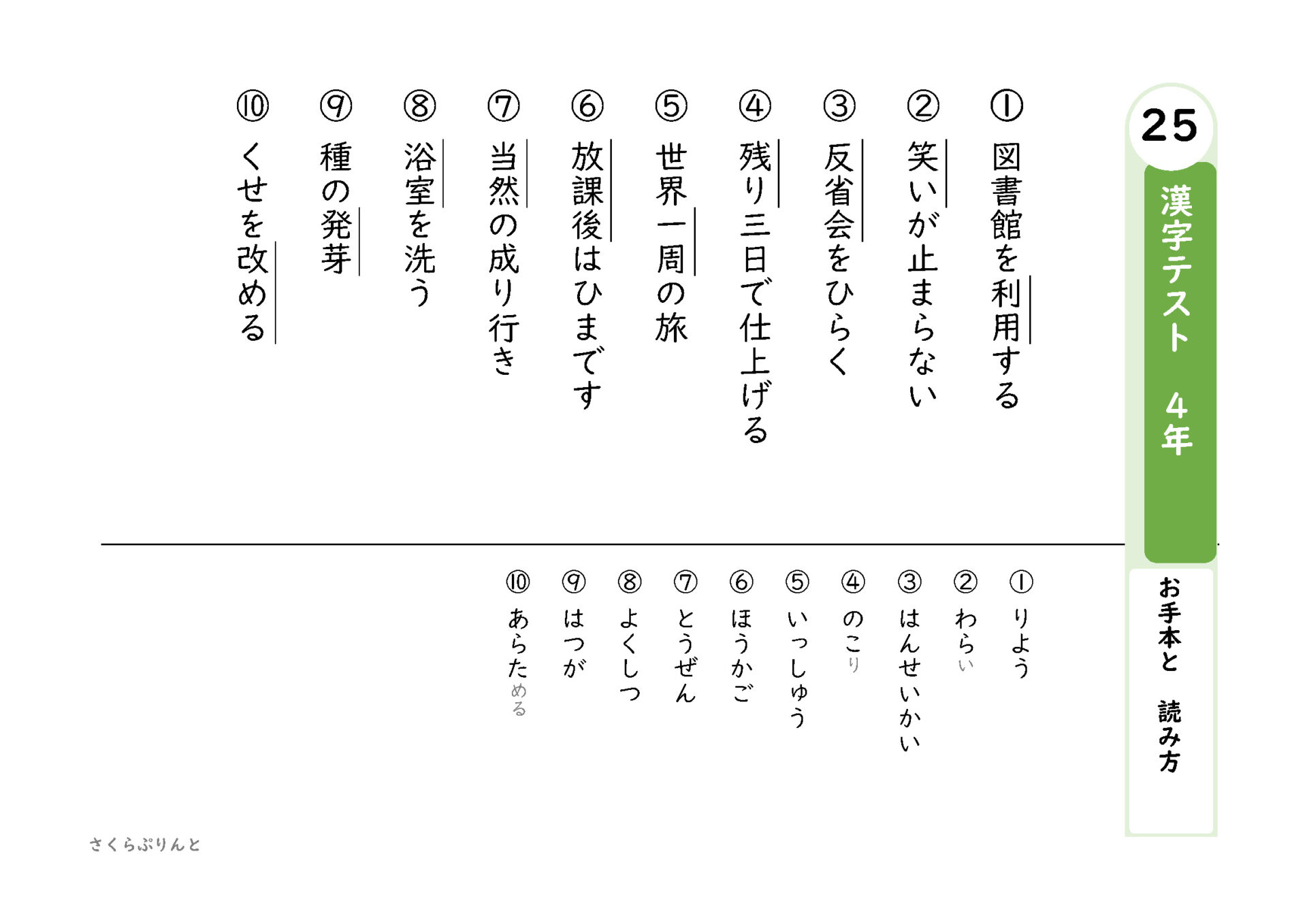 ４年生で習う漢字 漢字テスト２５ なぞりがきドリル 光村図書版