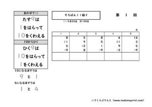 そろばんイロハ　１１級／検定練習プリント